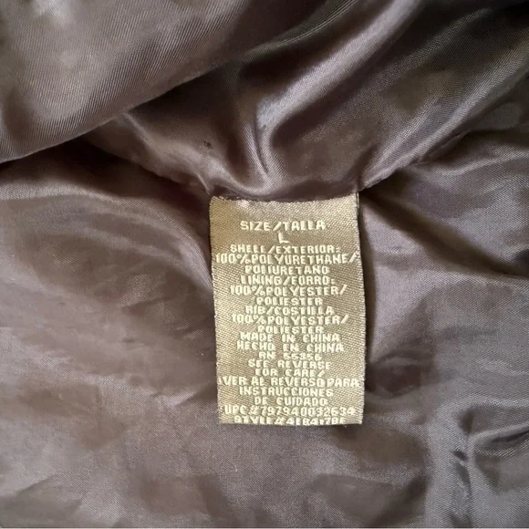 Blue Spice Womens Size Large Faux Leather Bomber Coat Jacket Full Zip Brown Tan - Picture 5 of 14